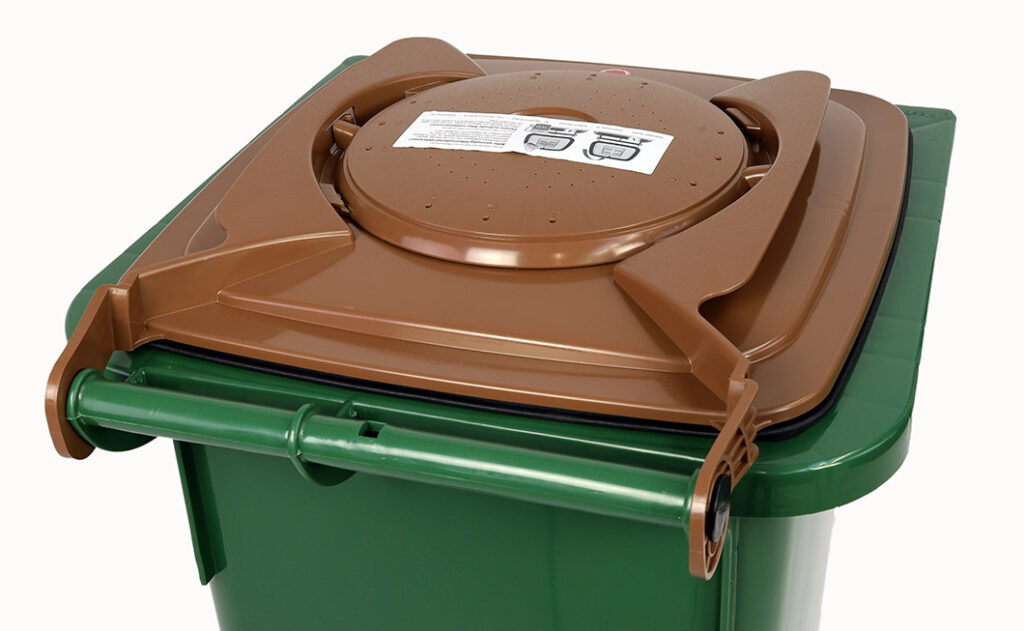Couvercle biofiltre pour conteneur de déchets roulants