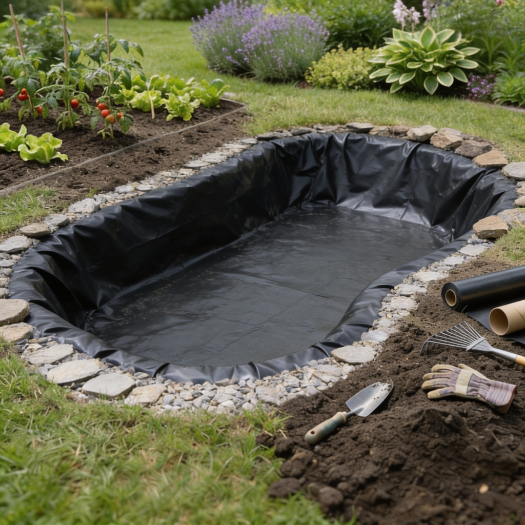 Gartenteich mit EPDM-Folie ausgelegt.
